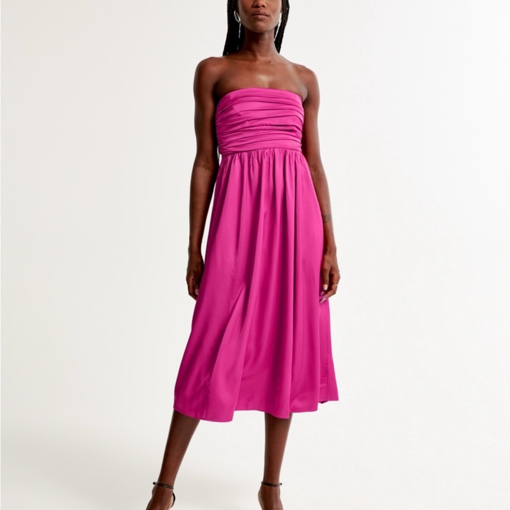 NWT A&F Pink Strapless Midi Dress